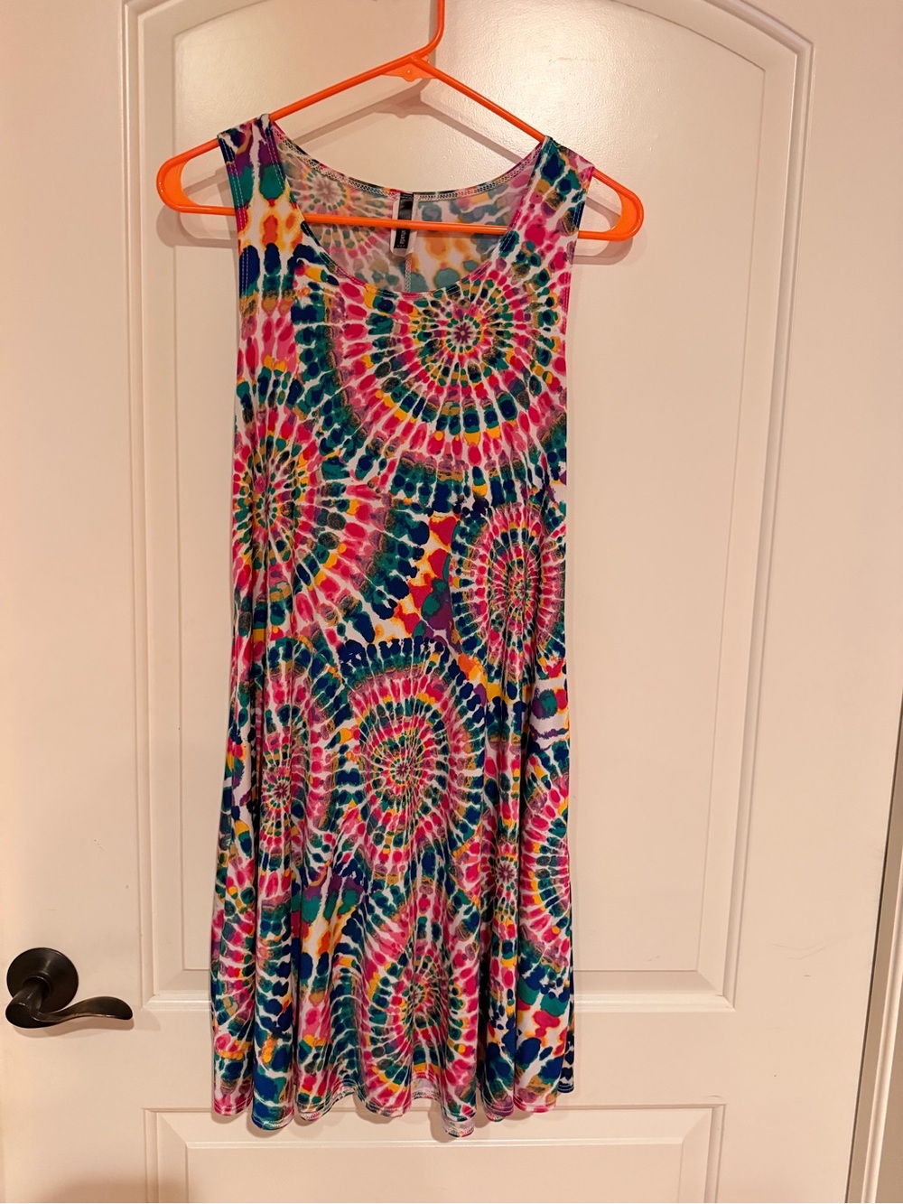 Yahada small tie dye style tank dress with pockets multi color EUC
